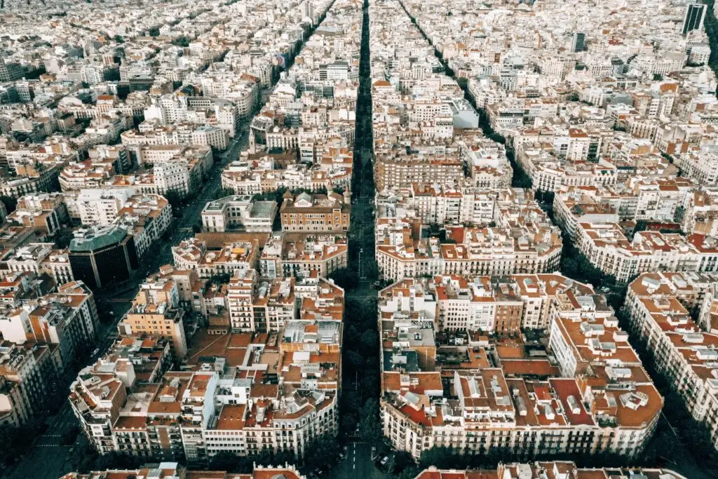 Barcelona view of famous city grid structure