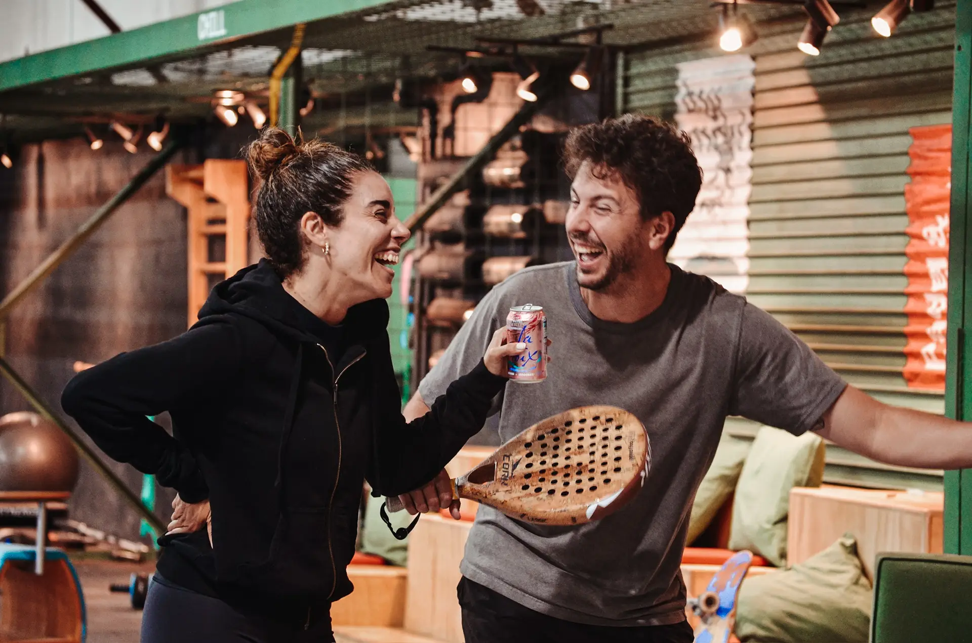 Bay Padel members laughing together