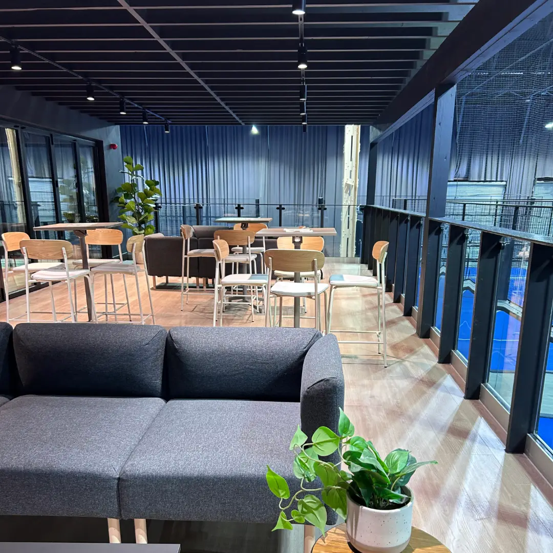 Padel Box Bermondsey lounge area