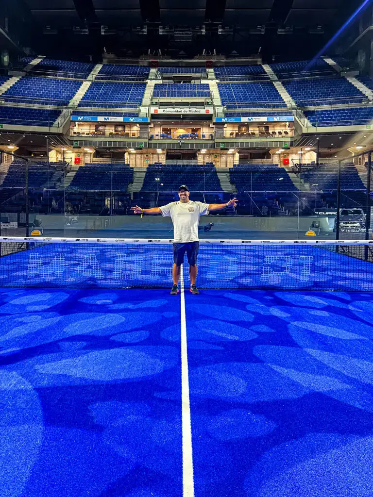 Ben from RAF Padel on a professional padel court