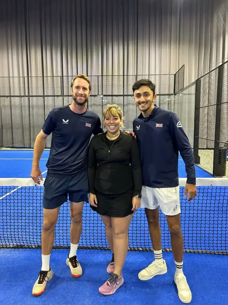 Anastasia on court with members of padel team GB