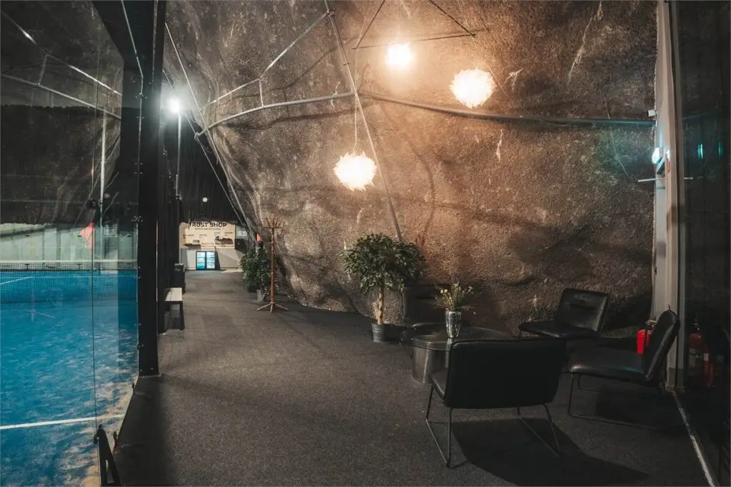 Seating area at Cave Padel