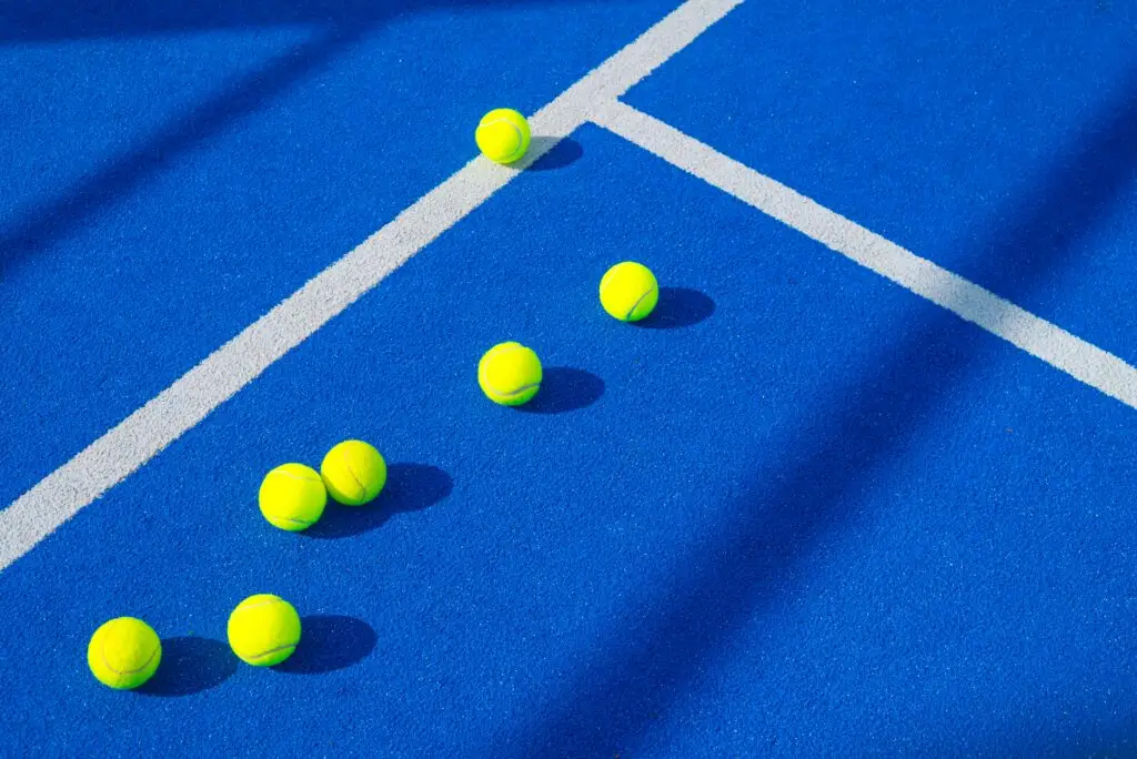 Balls on padel court