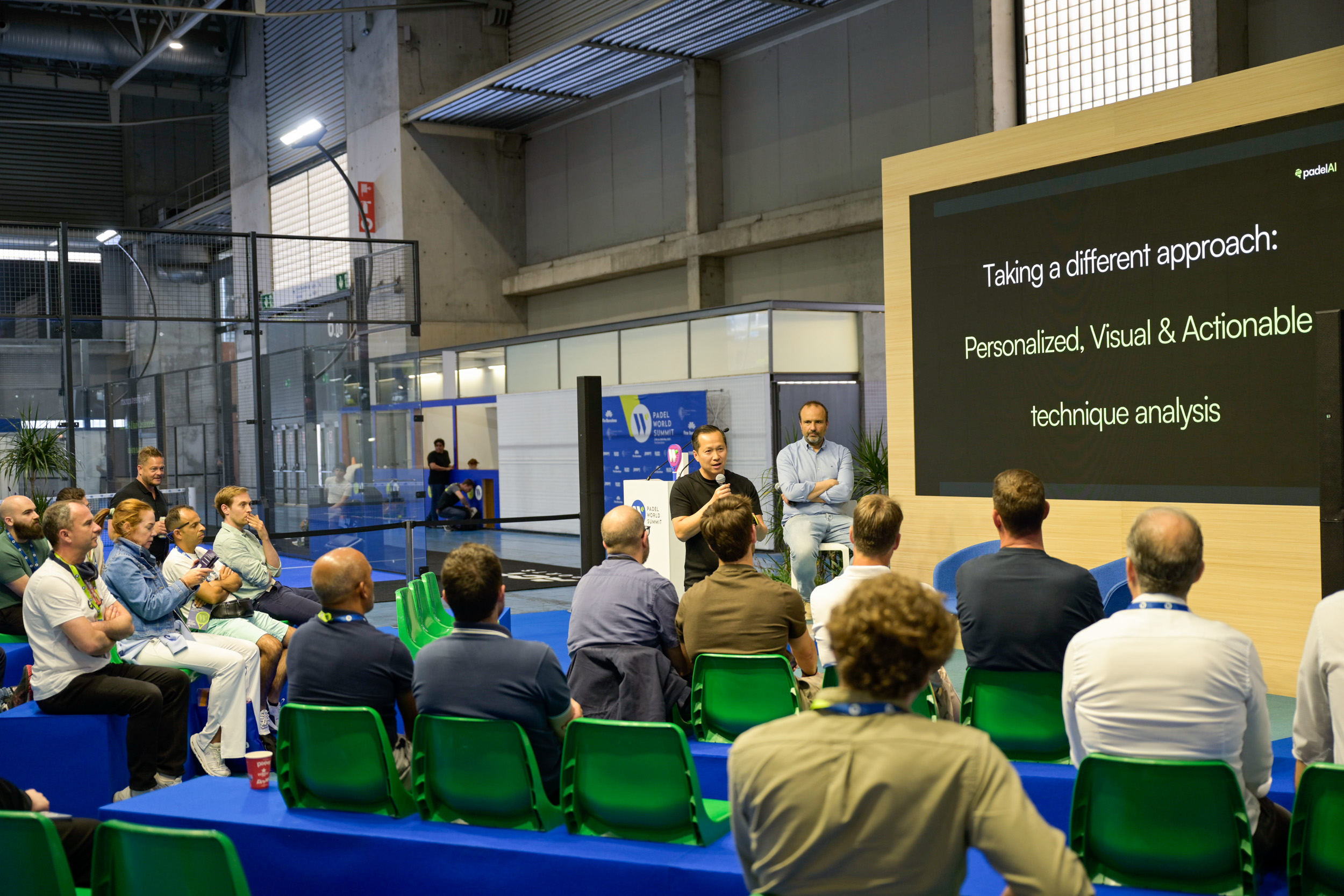 padelAI founder, Mike Chang, speaking at conference