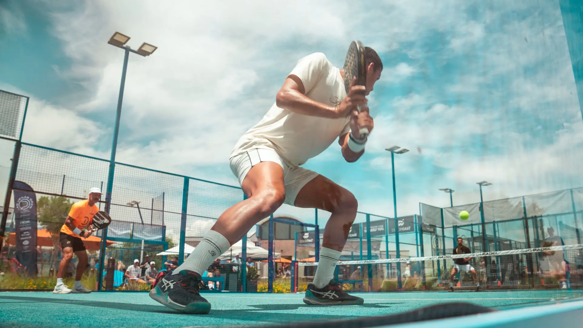 P1 Padel action shot on court