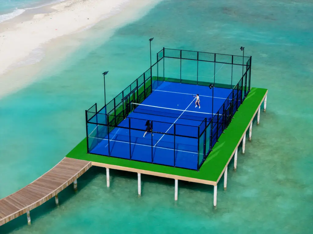 Meyyafushi Maldives overwater padel court daytime