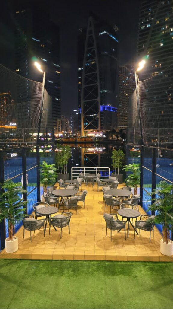 Padel Islands Dubai lounge area