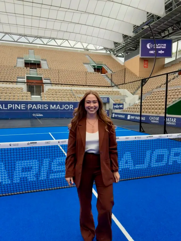 Emily Kilner on padel court at Paris Major