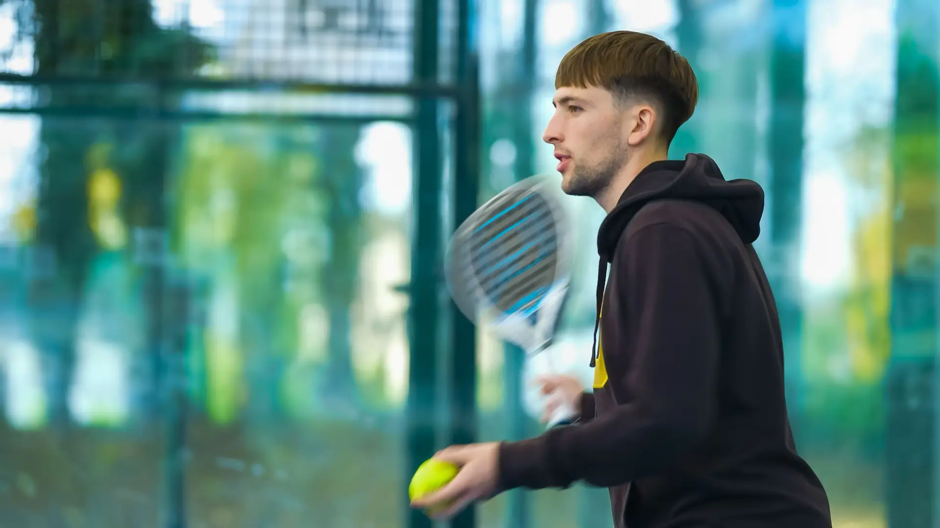 Harry Jiggins on padel court